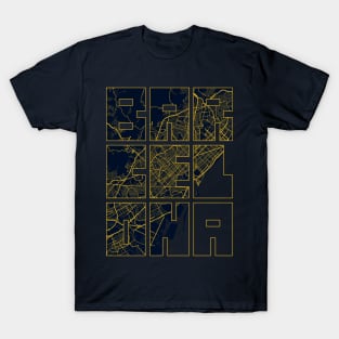 Barcelona, Spain City Map Typography - Gold Art Deco T-Shirt